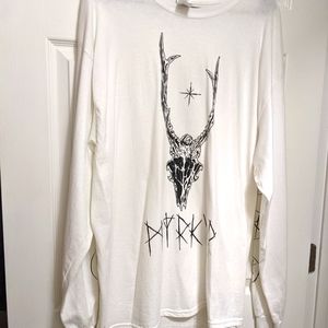 Myrkur Black Metal / Folk Music band - Deer Skull & Antler Long Sleeve  Tee